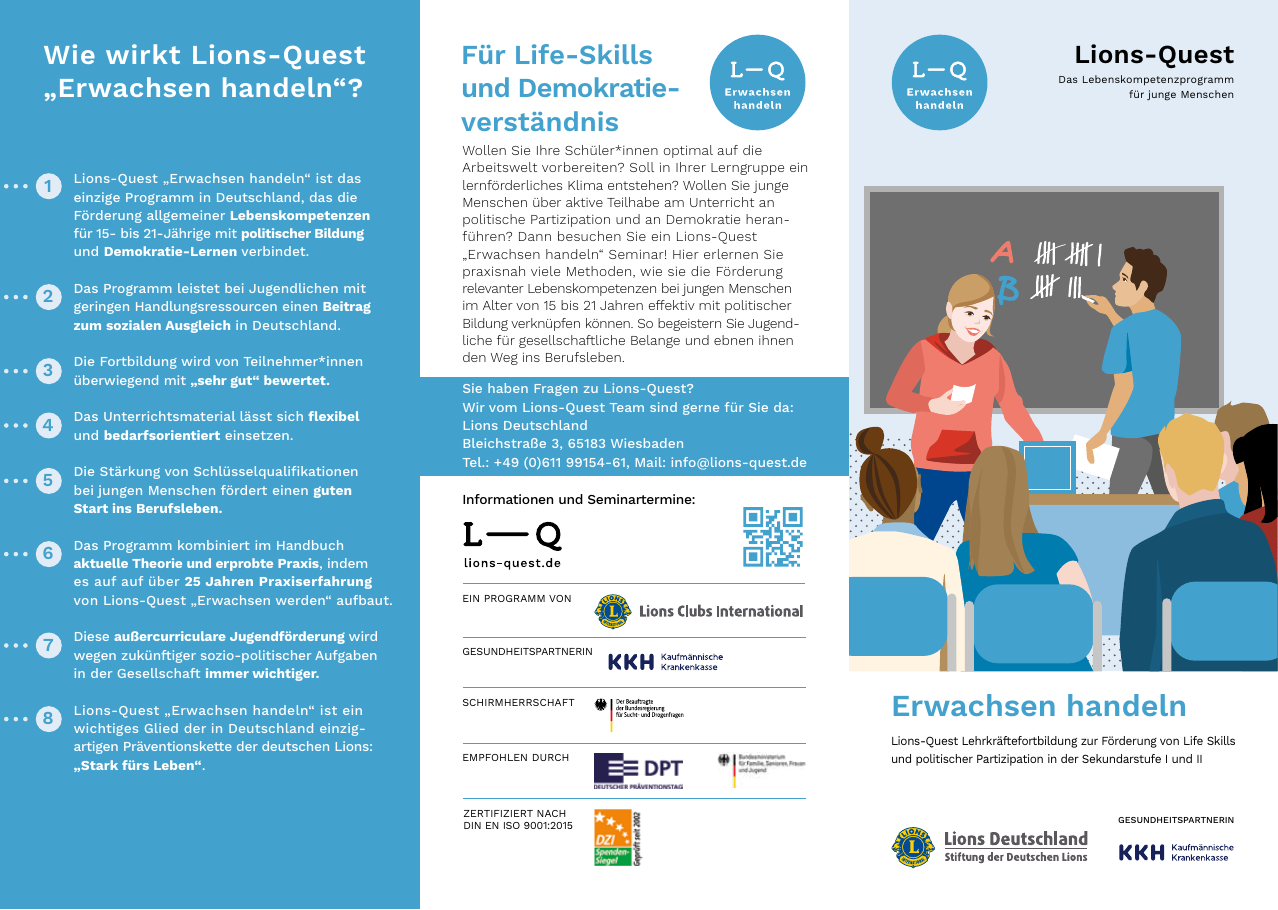 Lions-Quest „Erwachsen handeln“ – Flyer